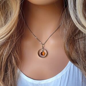 18K Gold plated Chain Natural Baltic Amber Honey Cognac Amber jewelry